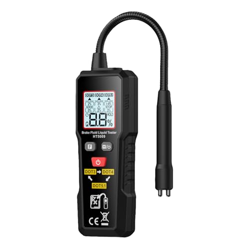 Fastsaw Digitaler Bremsflüssigkeitstester mit hintergrundbeleuchtetem flexiblem Sensor für DOT3/DOT4/DOT5.1 Bremsöl-Analysegerät Genauigkeit 0 3% Batterieanzeige & Auto-Abschaltung.