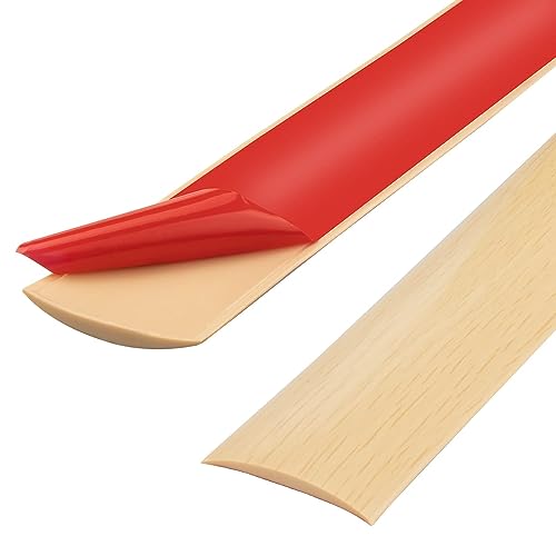 Tira de umbral de PVC de 100cm, tiras de transición de piso, tiras de cubierta de piso laminado, tira divisoria de puerta de piso autoadhesiva (4cm, 100cm-grano de arce)