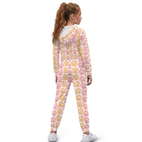 Girl's 2 Piece Pullover Hooded Sweatshirt Sets Long Sleeve Sweatsuit and Sweatpants with Pockets Fall Winter Outfits2