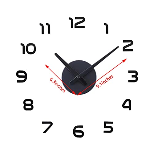 Thidargo 3D Diy Wall Clock Arabic Numerals Clock Frameless Mirror Surface Wall Sticker Home Decor For Living Room Bedroom(Not Including Battery) Suit For (19-27 Inch, Black) #TOP2