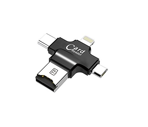 Eatech 4 in 1 OTG TF Card/Micro USB 2.0 Reader Lightning/Type-c/SD, Iflash, Idisk, SDHC Flash Pen Drive for iPhone 5/5s/6/6 Plus/6S (Black)-picture-35