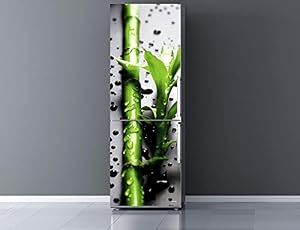 Oedim Pegatinas Vinilo para Frigorífico Rama bambú Gotas Agua, 185 x 60 cm, Adhesivo Resistente, Pegatina Adhesiva Decorativa de Diseño Elegante
