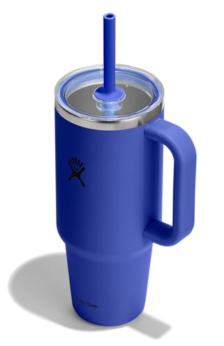 Hydro Flask 40 Oz Clear Lid Travel Tumbler with Straw and Handle - Insulated Stainless Steel in 40 Oz Capri Blue
