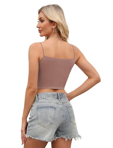 Image of Buauty 2 & 4 Packs Crop Tank Top for Women, Basic Solid Cropped Double Layer Spaghetti Strap Short Sleeveless Camisole