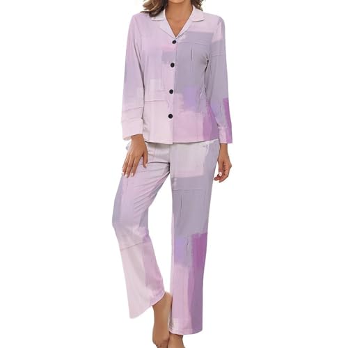 Pyjamas manches longues ensemble deux pièces grande taille pour femme élégante