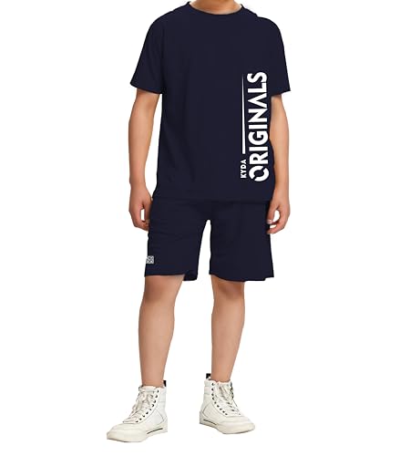 Image of KYDA KIDS Boys 100% Cotton Oversized T-Shirt Shorts Clothing Set | Kids Co-Ord Set | Half Sleeve T-Shirt with Matching Shorts | Soft Breathable Fabric | Comfortable Stylish Casual Wear