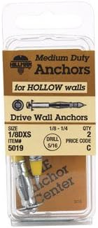 Hillman 1/8 in. Dia. x 1/8 X-Short in. L Metal Round Head Drive Wall Anchors 2 pk