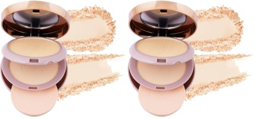 Image of Fashion Colour HD Photography Finish 2 -IN- 1 Compact Powder with Powder Puff | Silky Texture | Ultra-Fine Formula | Blurring Imperfections | Combatting Shine | All-day Long | ( 003, 20g) (Pack of 2)