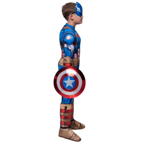 Jazwares Costume Play JWC2908-M Marvel Captain America Official Youth Halloween Costume - Padded Jumpsuit With Gloves, Half Mask thumb #4