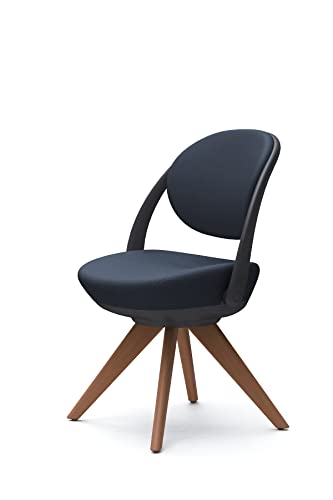 オカムラ パラベル パーソナルチェア 在宅ワーク対応 木4本脚 ブラック ダークブルー 8CBAYR-FKY4