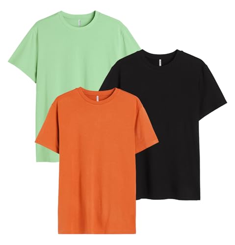 Image of Sleepynuts Women's S to 3XL Premium Half Sleeve Round Neck Plain Combed Cotton Tshirt Pack of 3 Loose Fit T-Shirts Combo