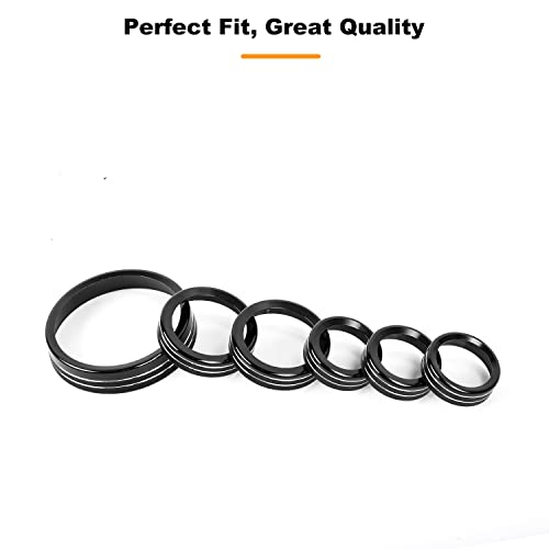 Razpoy For Bronco Center Console Air Conditioner Radio Headlight Switch Knob Ring Four-Wheel Drive Cover Interior Decoration Accessories For Ford Bronco 2021 2022, Aluminum Alloy (6Pcs Black) #TOP2