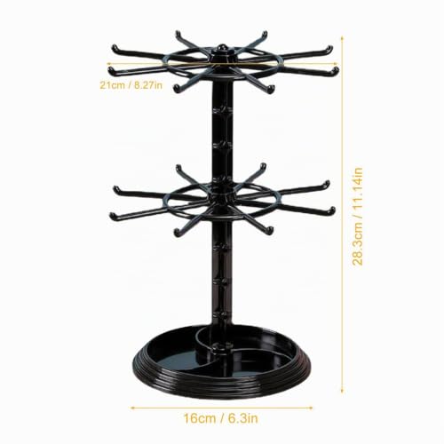 woyufen Présentoir Porte-clés,Support Collier Rotatif à 2 Niveaux pour Collection personnelle | Organisateur Rack Stand pour Bracelet, Bague, Bijou, Boucles d'oreilles, Pendentif – vue 4