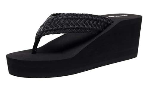 Womens Platform Flip Flops Arch Support Wedge Sandal Soft Cushion Beach Thong Sandals