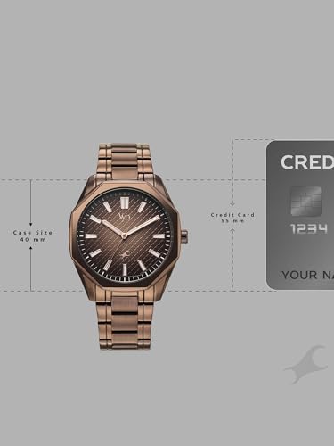 Image of Fastrack Vyb Quest with Quartz Analog Brown Dial Brown Zinc Alloy Strap Watch for Men - FV30042QM01W