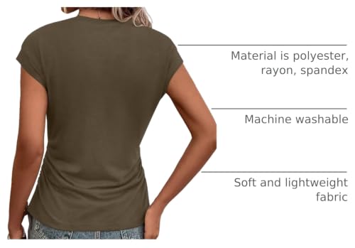 Image of Bliwov Womens Summer Tops Cap Sleeve Crew Neck Casual T Shirts