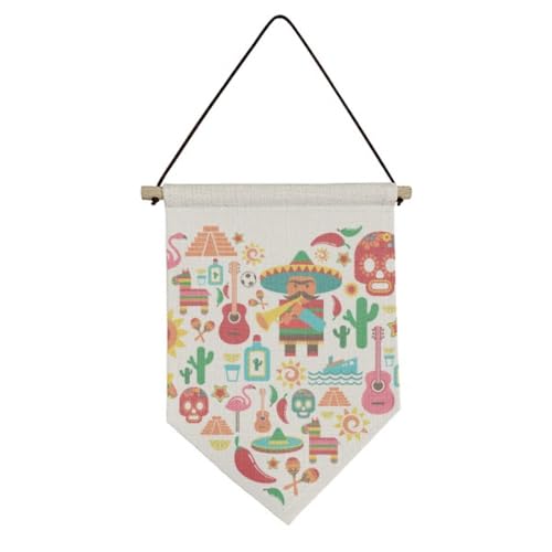 Toile drapeau mexicain Sombrero bannière décoration murale suspendre