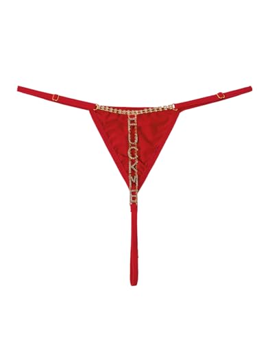 Image of RoseSeek Women's Sparkling Butterfly Chain Underwear Low Rise Cheeky G String Panty