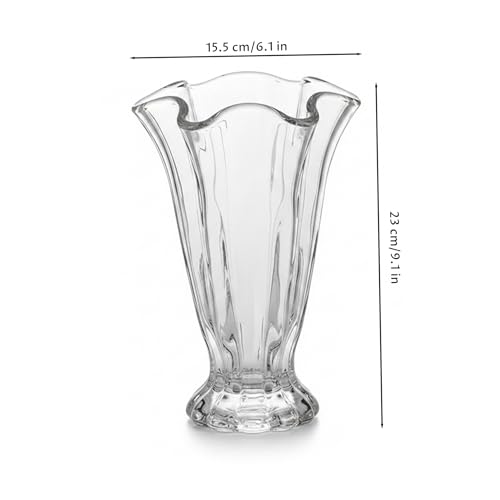 Vase à fleurs en verre d'exception au design nervuré chic 22 x 15 cm - 4