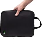 Compression Packing Cubes Travel Organizers plus Laundry or Shoe Bag with YKK Zippers (Black, 4 Piece)