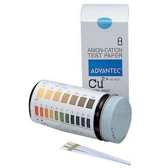 Advantec Test Strips, Copper Check (Cu2+), 0 to 500 ppm: 100 Strips/Pk