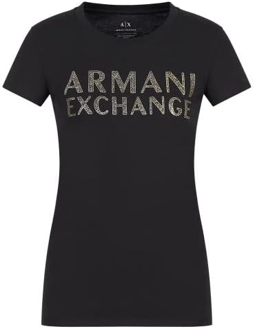 Armani Exchange Womens Textured Shine Logo Slim Fit T-Shirt - Image 4
