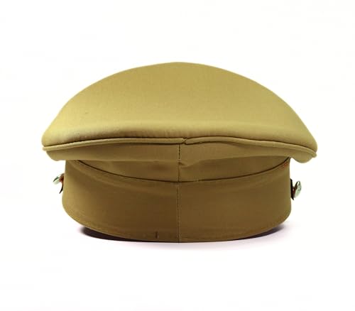 Image of Cotton Blend Police Cap for Men | Brown Khakhi Color Cap for Inspector, Commissioner | Adult Size-23