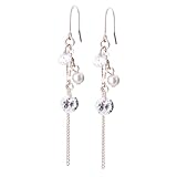 LOKUMI ピアス 金属アレルギー対応 日本製 キュービックジルコニア ビジュー パール チェーン フック フックピアス レディース シンプル ロング 揺れる 人気 オフィス ギフト プレゼント ニッケルフリー cu-7 (ピンクゴールド)