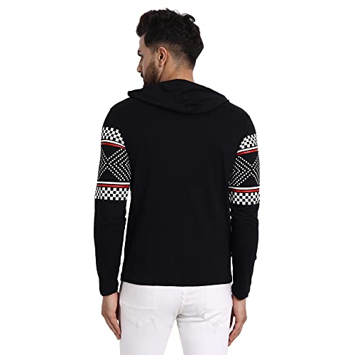 Image of JUGULAR Typography Men's Cotton Round Neck Full Sleeve Hoodie Printed Regular Fit T-Shirt