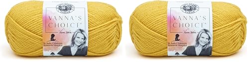 Image of Lion Brand Yarn (1 Skein) Vanna's Choice Yarn, Mustard (Pack of 2)