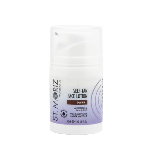 St Moriz Professional Dark Self Tan Face Lotion | With Aloe Vera & Vitamin E for Gradual & Natural Glow | Vegan Fake | Wear Alone or Under Makeup | No Wash Off Required | 50ml