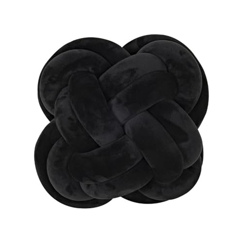 Champracer Knotenkissen, geflochtenes Seitenschläferkissen, Weiche Knoten-Ballkissen, Chinese Knot Kissen, für Sofa, Bett, Wohnzimmer, Babyzimmer (Schwarz)