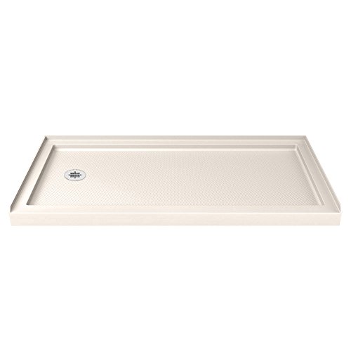 Image of DreamLine SlimLine 32 in. D x 60 in. W x 2 3 /4 in. H Left Drain Single Threshold Shower Base in Biscuit, DLT-1132601-22