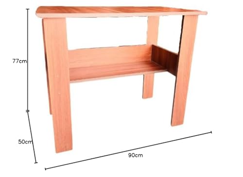 Image of SBF Furniture Engineered Wood Computer Desk with One Tier Shelves Laptop Study Table for Office Home Workstation Writing Modern Desk (ST-004 /90 x 50 x 77 cm) (Accasiya Brown) DIY(Do-It-Yourself)
