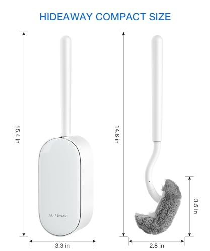 Image of Toilet Bowl Brush and Holder, OSCIOSS Toilet Brush Set with Ergonomic Design, Compact Size, Durable Bristles, RV Toilet Brushes & Holders for Dead Corner Clean (White, 1pack)