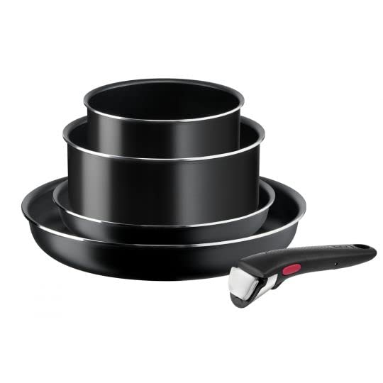 TEFAL Ingenio Easy Cook & Clean L1549043 Batterie de cuisine 5 pièces avec casseroles et poêles à frire antiadhésives Noir