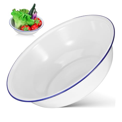 DECORNIJIA Emaille Waschschüssel 30cm Weiß Dickwandige Rührschüssel für Küche und Haushalt zum Wascâ€¦ – Miniatur