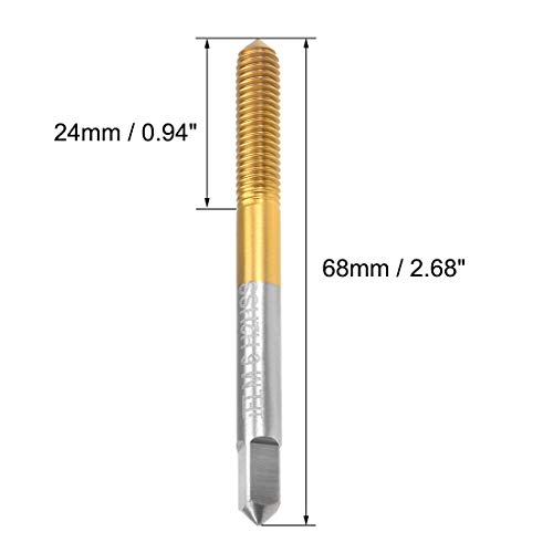 Uxcell A19051000UX0628 Thread Forming Tap M6 Thread 1 Pitch H2 Tolerance Titanium High Speed Steel thumb #1