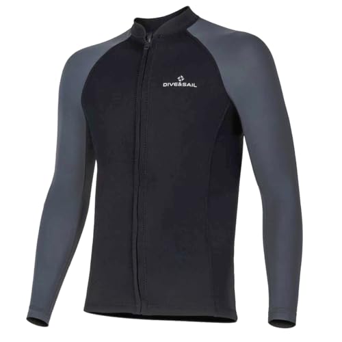 Camiseta de neopreno para hombre con manga larga y cierre frontal, 1.5mm, mezcla de neopreno y nylon para natación, buceo y surf