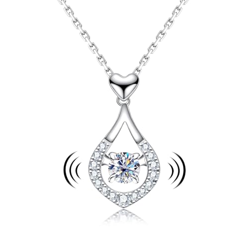 AimiIee Moissanite Pendant Necklace for Women 0.5/2CT Center Ston...