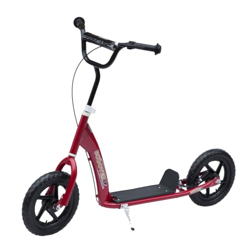 HOMCOM Patinete para Niños de 5-12 Años Scooter 120x52x80-88 cm Rojo
