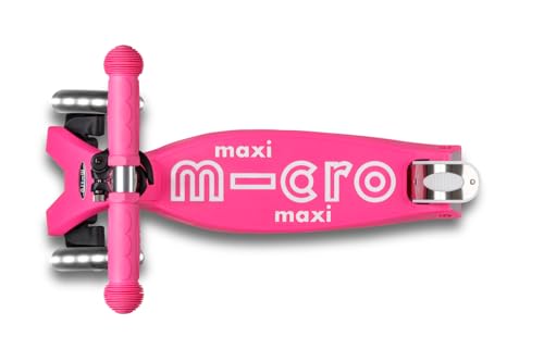Image of Micro Kickboard | Maxi Foldable LED Kids Scooter for Ages 5-12 | Children up to 110 lbs | 3 Wheel Lean-to-Steer Design | Adjustable T Bar | Smooth Ride, Motion Activated PU LED Wheels | Swiss Design