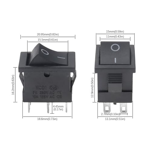 Interruptor basculante KCD1 de 6 pines y 3 posiciones para barcos 6