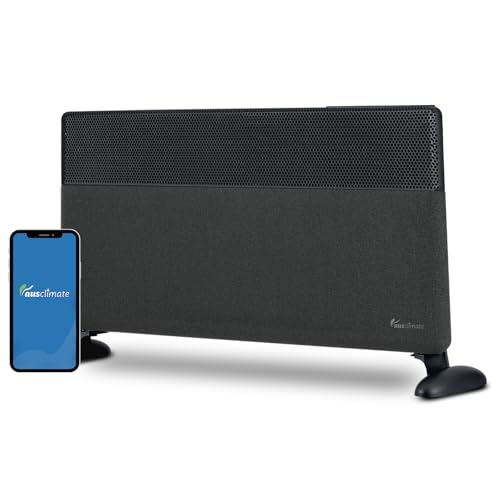 Ausclimate 2000W Smart Inverter Metal Panel Heater, Wall Mountable Home Heater Suitable For Medium-Sized Rooms Up To 30m2, Compatible with Alexa and Google Home, Charcoal Black