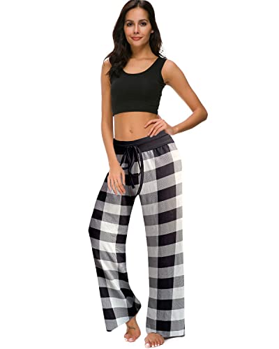 Image of NEWCOSPLAY Women's Comfy Pajama Pants Casual Drawstring Palazzo Lounge Wide Leg Pants