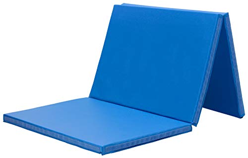 KaRaDaStyle 重反発 体操マット 折りたたみ 子供 プレイマット ストレッチ 鉄棒 跳び箱 ヨガ 筋トレ ボルダリング 防音 厚手 室内 家庭用 連結 180×90×4cm (ブルー)