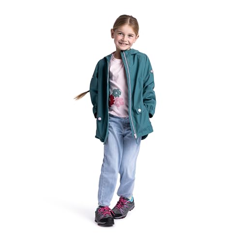 Trespass Girls Waterproof Jacket Windproof Hooded Raincoat Longer Length Raincoat Taped Seams Flourish