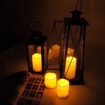 Image of CANDLE CHOICE Outdoor Battery Operated Flameless Candles with Remote & Timer Waterproof Plastic Realistic Flickering Fake Electric LED Pillars for Lantern Garden Wedding Christmas Decorations 4 Pack