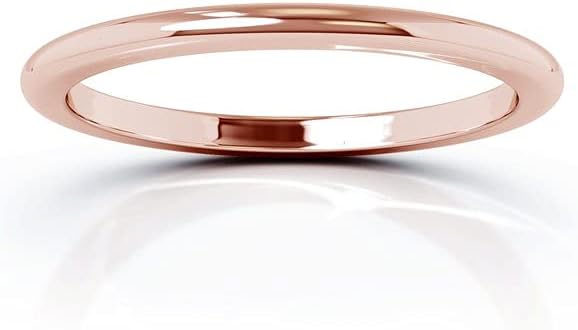 V Touch 14K Gold Plated 925 Sterling Silver 2mm Anniversary Domed Wedding Band Ring for Women's