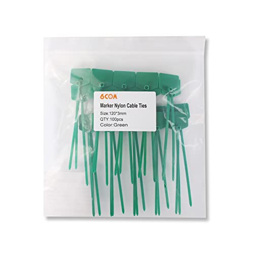 Image of Waterproof Shipping Tags - Self Locking Nylon Writable Marker Ties for Luggage Identification, Plastic Straps Label Mark, Seal Zip Tie for Labeling - 100pcs (Green)